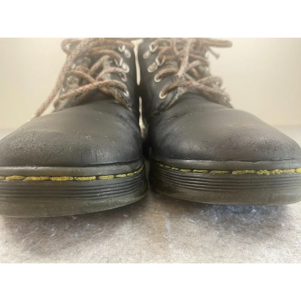 Dr Martens Bonny II Black Leather Fleece Line WELL WORN Boots Mens Size 10